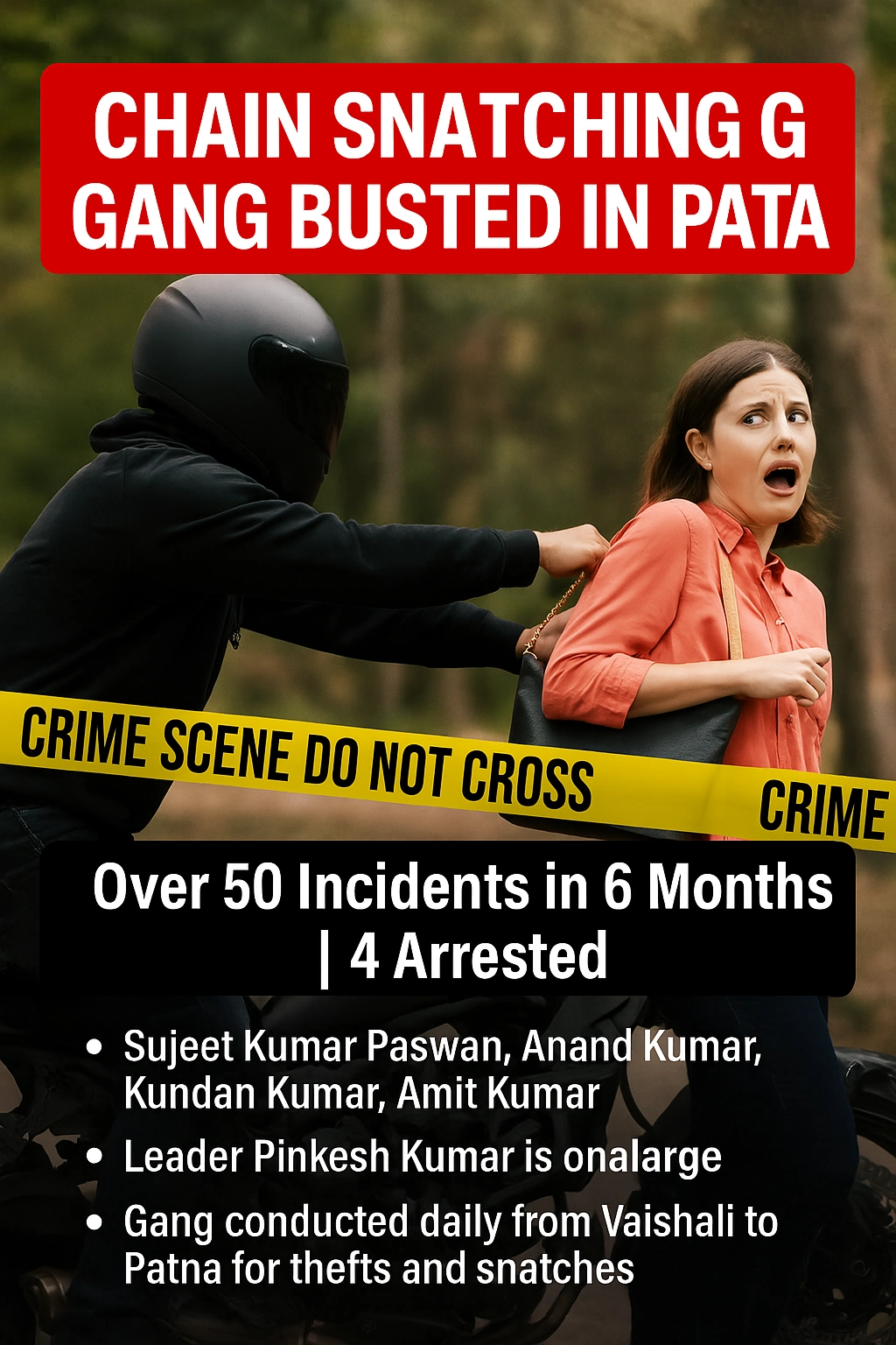 Chain Snatching Gang Busted in Patna: Over 50 Incidents in 6 Months, 4 Arrested