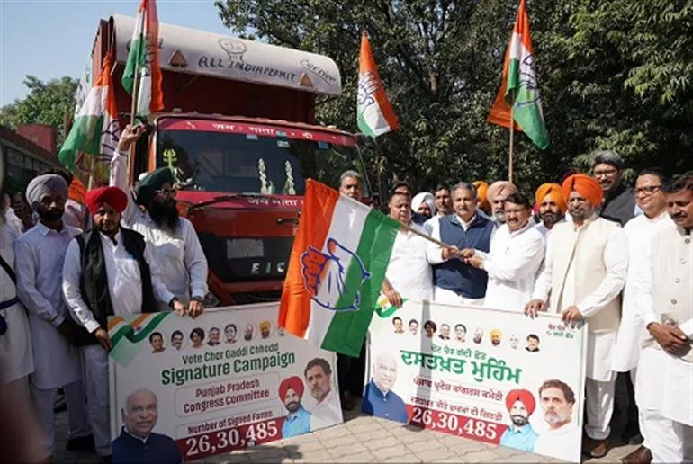 Punjab Congress Submits Over 26 Lakh Signatures Against Alleged Vote-Theft