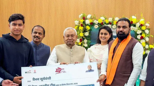 Bihar CM Nitish Kumar Felicitates World Champion Vaibhav Suryavanshi After Stellar U-19 World Cup Performance
