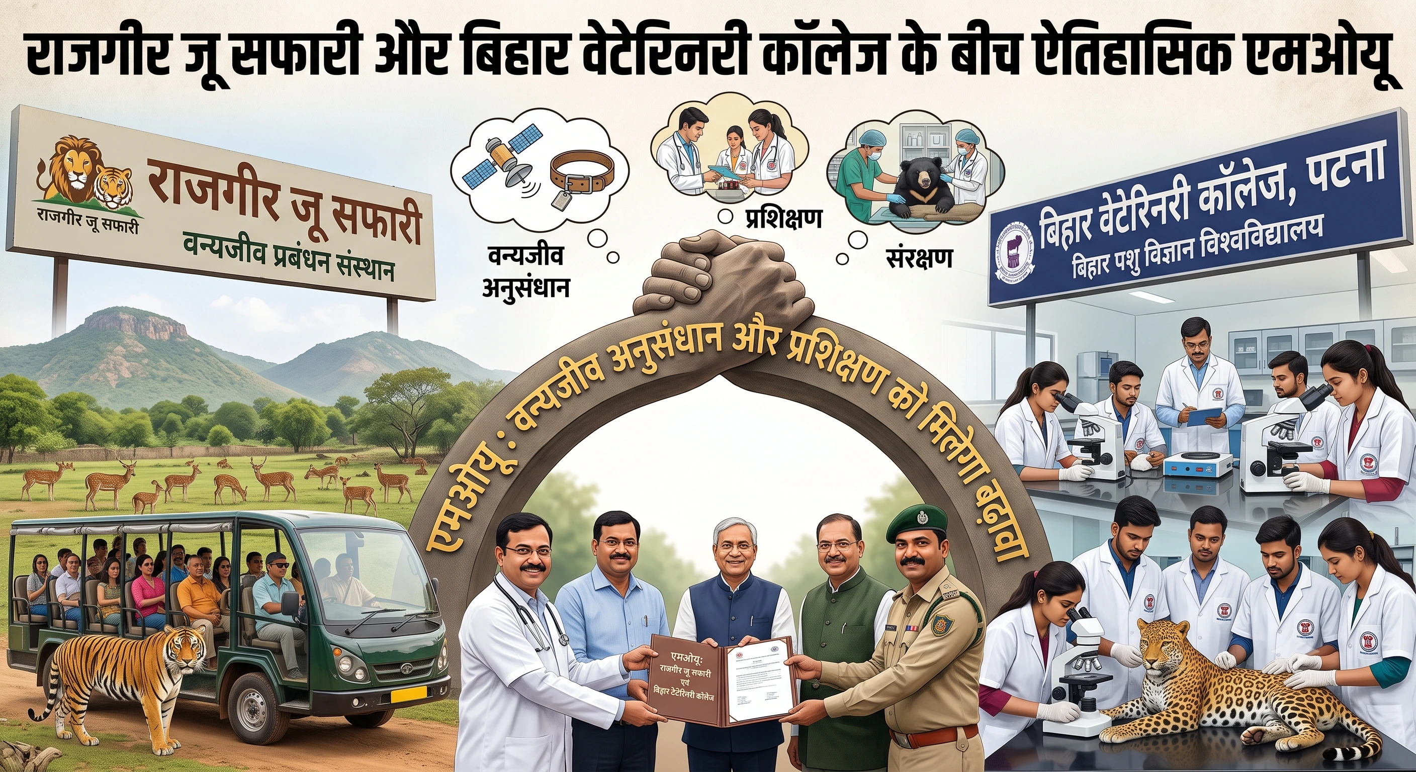 राजगीर जू सफारी और बिहार वेटेरिनरी कॉलेज के बीच एमओयू, वन्यजीव अनुसंधान और प्रशिक्षण को मिलेगा बढ़ावा
